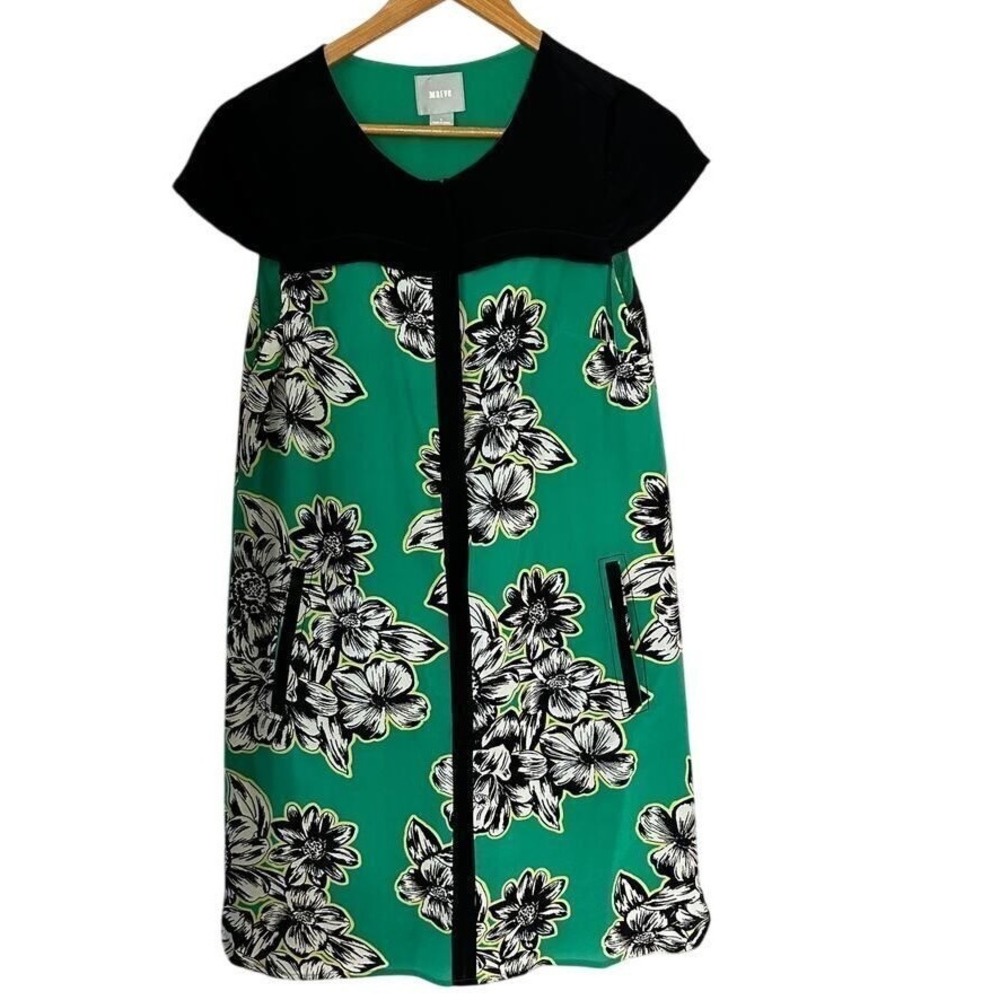 Anthropologie‎ Maeve Green Floral Print Pocket Dress Size S
